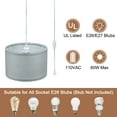thumbnail image 3 of Uxcell Plug in Pendant Light, 2 Pack 15Ft Rope Cord Hanging Lamp Fixture for Bedroom Kitchen Living Room, Light Gray, 3 of 7
