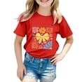 thumbnail image 4 of Toddler Girls Tops & T-Shirts 100 Days Of School Print Round Neck Loose Short Sleeve Fashion Casual T Shirts Daily-Wear,Red,3-4 Years, 4 of 4