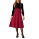 thumbnail image 1 of Falda de tirantes de cintura alta INSPIRE CHIC para mujer con lazo, falda midi de vuelo XL roja, 1 of 4