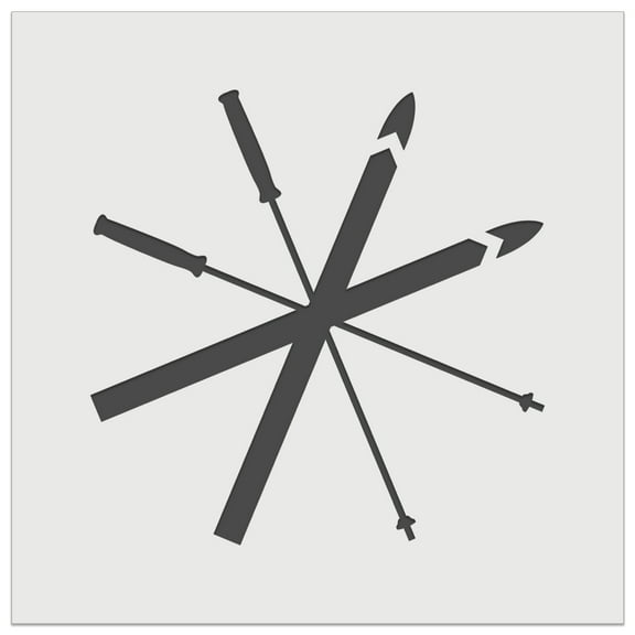 Skis and Poles Skiing Equipment and Gear DIY Cookie Wall Craft Stencil - 5.5 Inch
