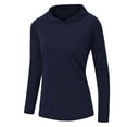 thumbnail image 5 of Women's UPF 50+ Sun Protection Hoodie Shirts Casual Quick-drying Long Sleeve Plus Size Light Tees for Fishing Hiking Going Out Dark Blue S, 5 of 6