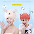 thumbnail image 2 of Gorro para secar el cabello con forma de conejito para mujer, bonita toalla para secar el cabello con fibra ultrafina de absorción rápida, gorro de ducha de vellón coral para niños, 2 of 5