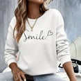thumbnail image 6 of Oversized Sweatshirt For Women Trendy Daily Home Outdoor Workout Solid O Neck T Shirt Printed Winter Pullover Jumper Tops, 6 of 8