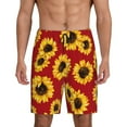 thumbnail image 3 of Lsque Sunflowers On Red Mens Sleep Pajama Shorts,Short Pajama Pants, Cotton Ultra-Soft Knit-3X-Large, 3 of 9