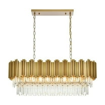 Elegant Lighting Willow 36 Inch Rectangular Chandelier In Satin Gold