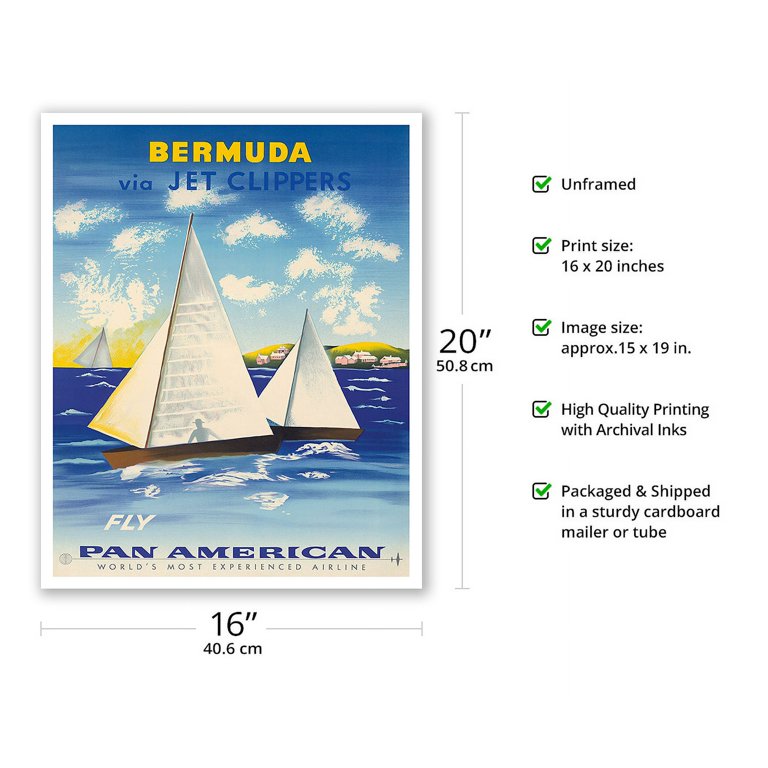 Bermuda via Jet Clippers - Fly Pan American World Airways - Sail