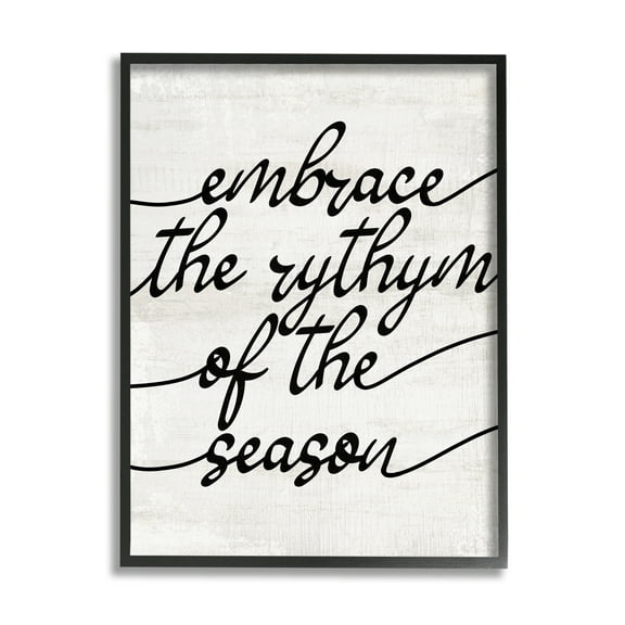 Stupell Industries Rhythm of the Season Phrase Inspirational Painting Black Framed Art Print Wall Art, 11 x 14