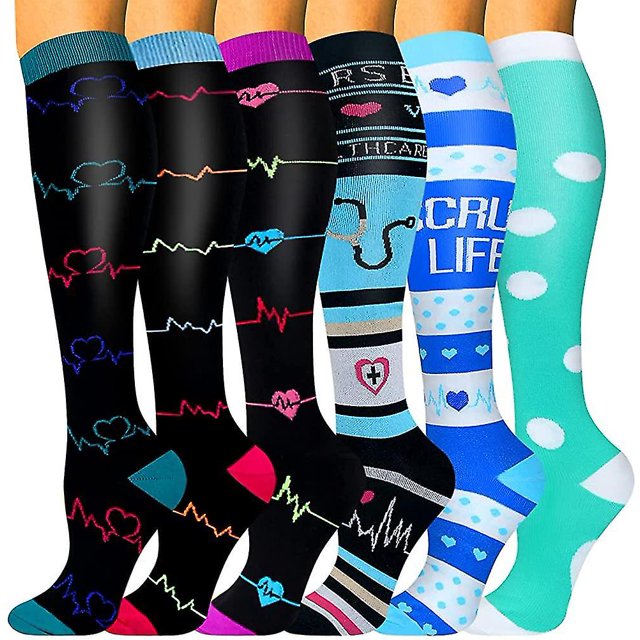 Calcetines de compresión unisex - 6 pares de medias de compresión de 20-30 mmhg para uso médico