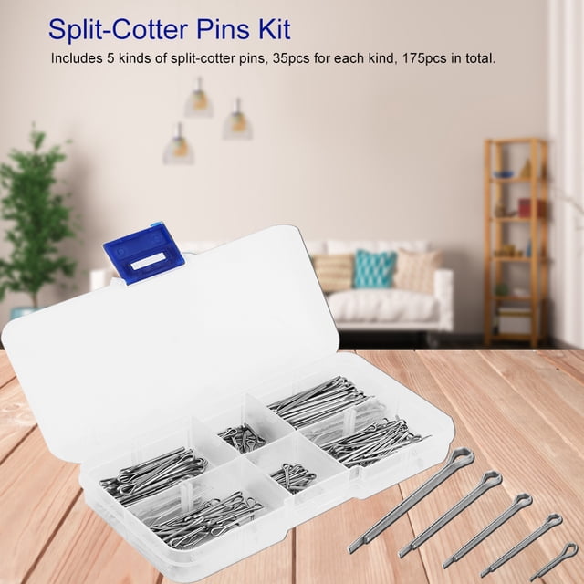 Nikou 175 Pcs 5 Types de Broches de Coton Fendu Kit de Fixation Broches Fendues Matériel de Fixation en Alliage de Zinc Métal