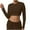 Brown, variant on ShiShine Long Sleeve Crop Tops for Women Workout Athletic Gym Shirts Crew Neck Cropped Sweatshirts