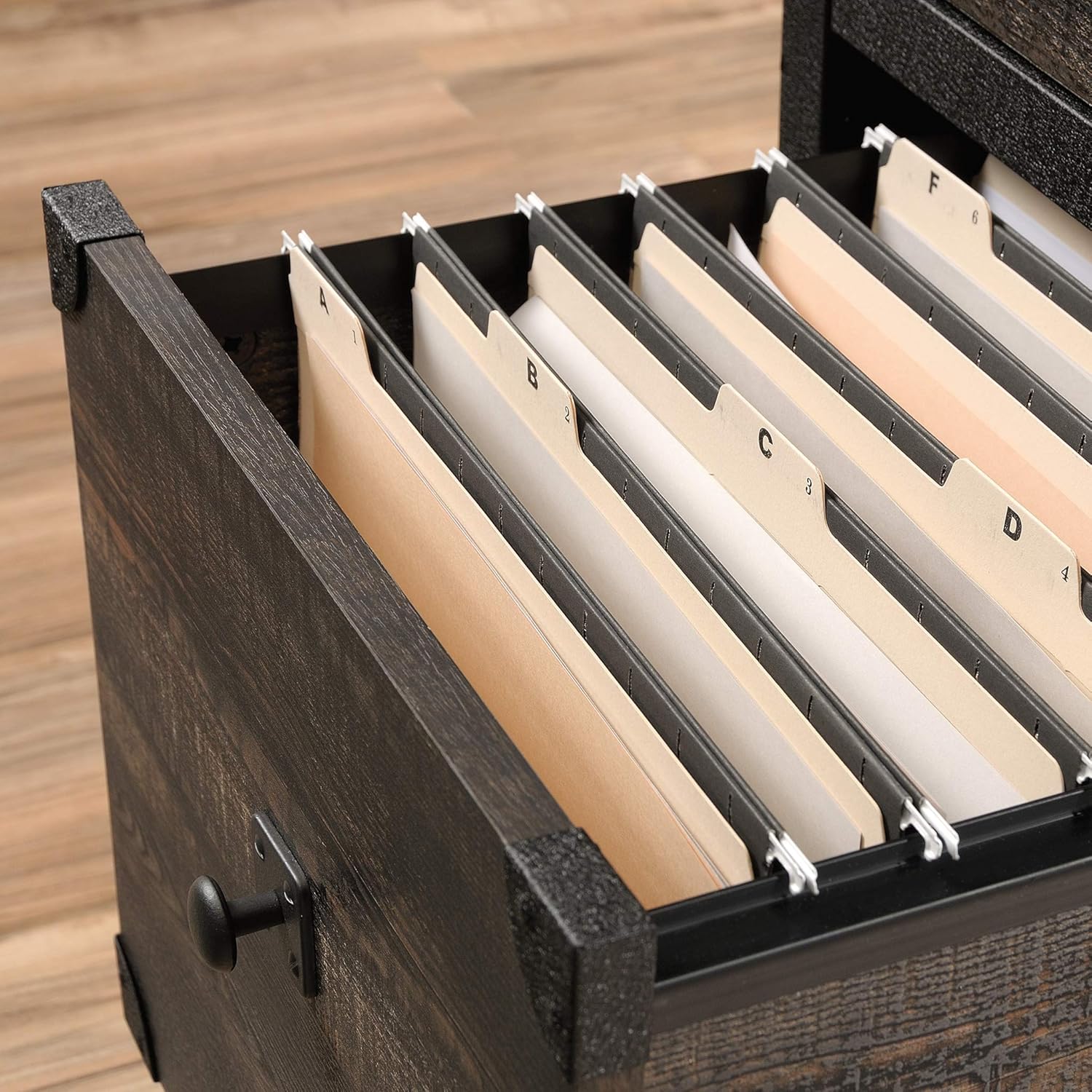 YINGYING 2-Drawer File Cabinet, Mobile Filing Cabinet for Home Office Carbon Oak Finish Printer Stand L: 20.87" x W: 23.86" x H: 26.58"