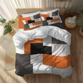 thumbnail image 2 of Orange Black Duvet Cover Set Queen Size Gray Geometric Abstract Color Block Modern Soft Lightweight Comforter Covers 4 Piece Bedding Set with 1 Duvet Cover 1 Bed Sheet & 2 Pillow Shams, 2 of 8