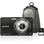 Sony Cyber-shot W350 Black 14.1MP Digital Camera w/ 4x Optical Zoom, 2.7" LCD, Case and Memory Card Bundle