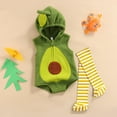 thumbnail image 2 of Sunisery Unisex Baby Christmas Costumes Velvet Avocado Pineapple Hooded Romper with Striped Stocking 2Pcs Outfits, 2 of 6