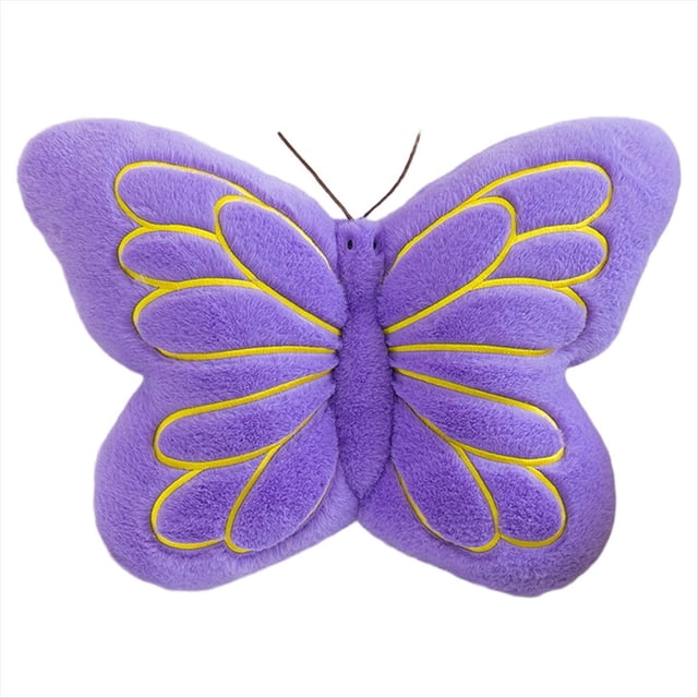 Cojín de Mariposa con Forma de Mariposa, Suave y de Felpa, Ideal para Dormitorio, Sala de Estar, Sofá, Color Violeta.