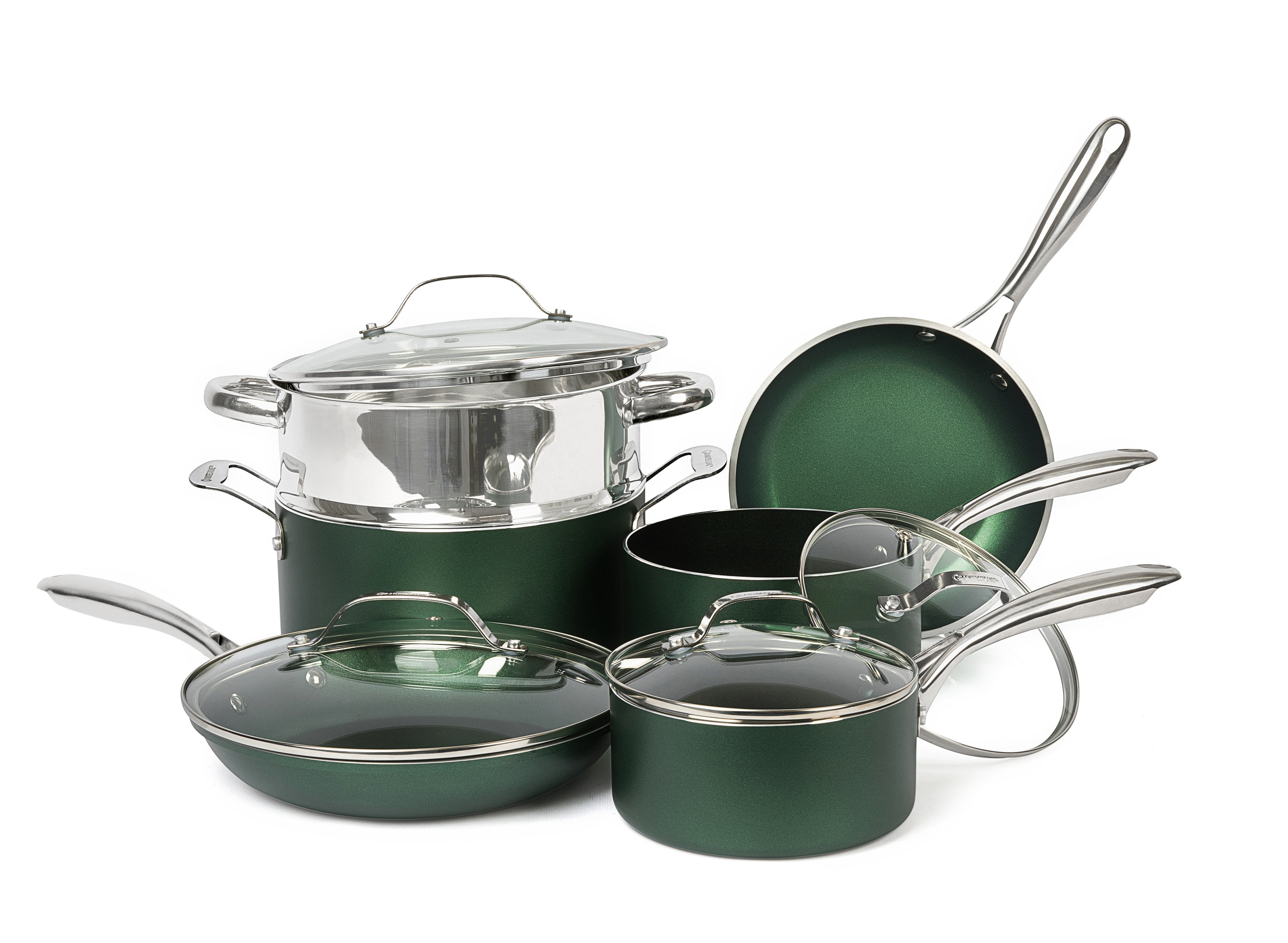 Granite Stone Emerald Collection 10 Piece Pots and Pans Set with Ultra  Non-stick Durable Mineral & Diamond Triple Coated Surface, Stainless Steel  Stay