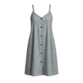 thumbnail image 5 of LIaqionyy Women's Summer Dresses Spaghetti Strap Button Front Plaid Loose Beach Vacation Sleeveless Dress, 5 of 6