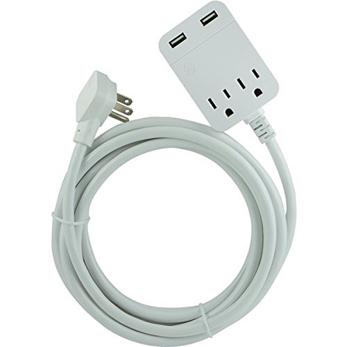 GE Pro 2Outlet 2USB 12ft. Extension Cord, Surge Protector, 32089