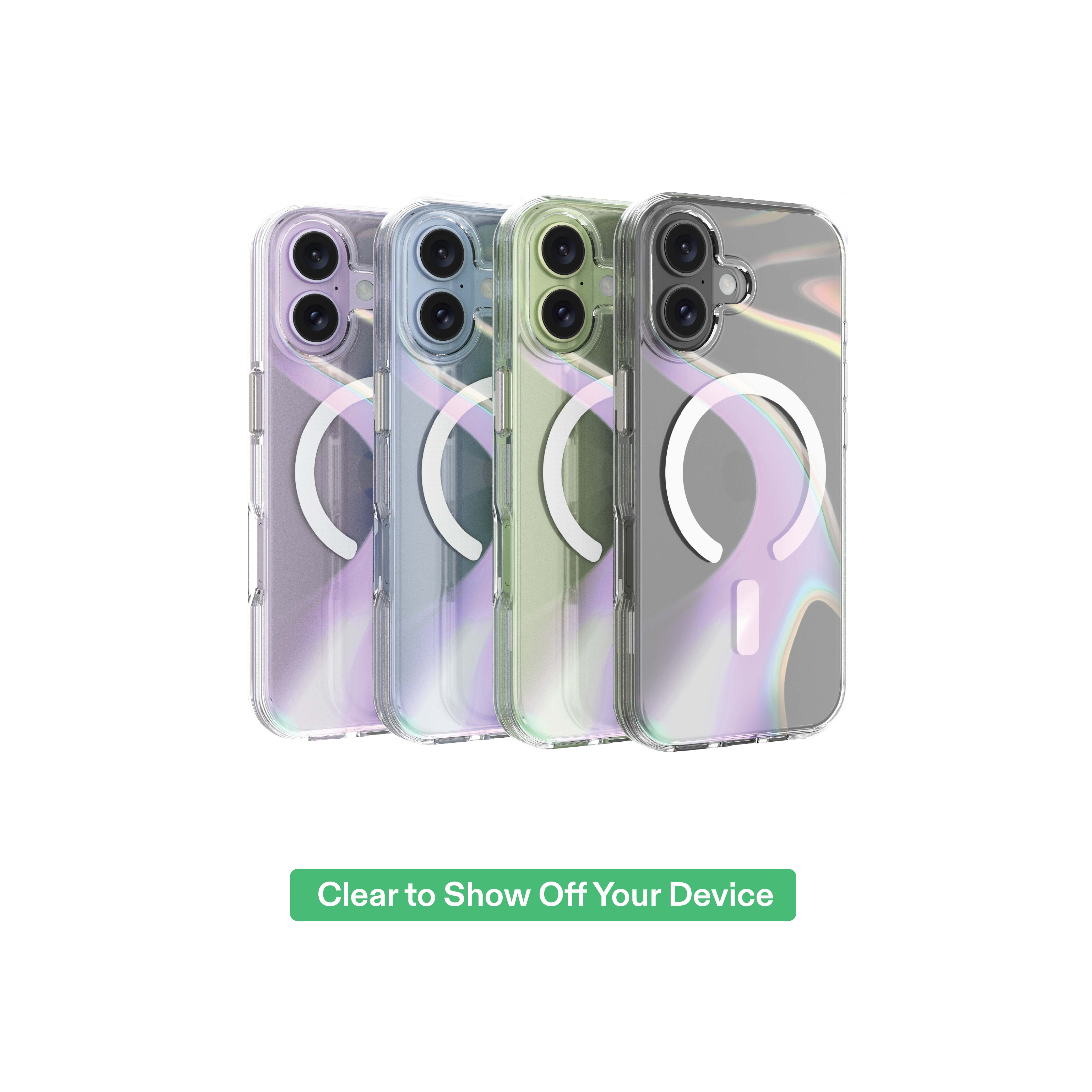 onn Phone Case for iPhone 17, MagSafe Compatible - Clear Iridescent
