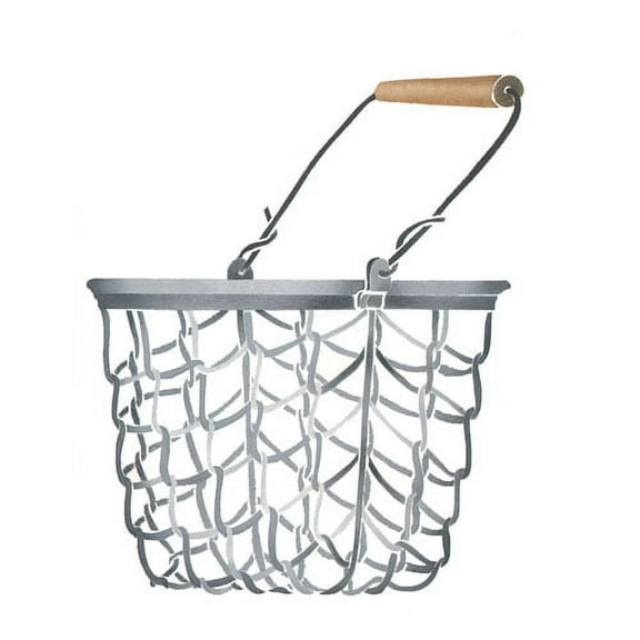 Wire Basket with Wooden Handle Wall Stencil - DEE434 by DeeSigns