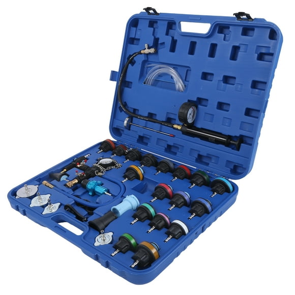 Radiator Pressure Tool Kit, High Blue Metal Pneumatic Vacuum Coolant Change Set Radiator Pressure Kit for RV for Car for Motorcycle
