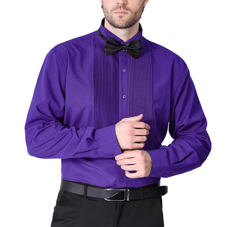 wing collar pleated dress shirt Men's Pleated Wing Collar Tuxedo Shirt TieMart