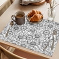 thumbnail image 3 of Grey Sunflower Placemats Set of 6, Country Vintage Farm Flower Leaf Lines Non-Slip Place Mats Washable Table Mats for Kitchen Dining Table Decorations Indoor/Outdoor, 3 of 9