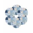 thumbnail image 7 of 13 Inch Round Placemats Set of 6, Blue Floral Non Slip Heat Insulation PP Table Mats, Spring Flowers Plants Patchwork Grid Bohemia Washable Place Mats for Kitchen Dining Party Table Decor, 7 of 7