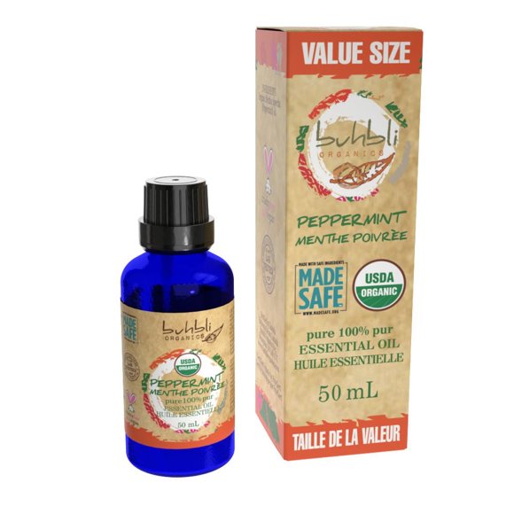 Buhbli Organics - Organic Peppermint Essential Oil, 50ml VALUE SIZE
