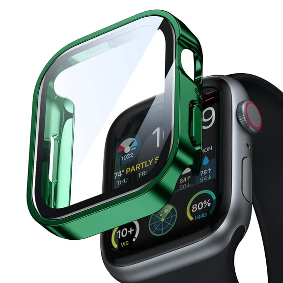 Allytechgroup for Apple Watch Screen Protector Case Ultra 2/1 49mm, Tempered Glass Film Hard PC Bumper for Women Men Protective Face Cover for iWatch Ultra 2/1 49mm, Green