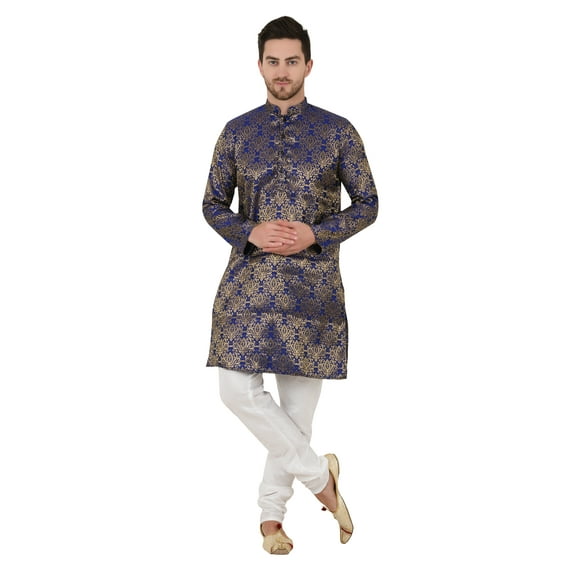 eloria Men's Tunic Jacquard Kurta Pajama Indian Traditional Suit Wedding Party Dress Set Party Wear Apparel