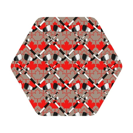 

Giroia Hockey With Maple Leaves Coasters Leather Coasters Set of 6 Coaster for Drinks Hexagon