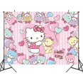 thumbnail image 1 of Decoraciones de fiesta de cumpleaños de Hello Cat, suministros festivos de banquete de papel de dibujos animados para niñas, platos, mantel, juego de vajilla, 1 of 4