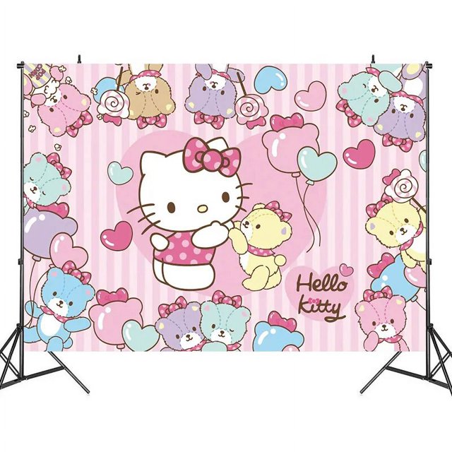 Decoraciones de fiesta de cumpleaños de Hello Cat, suministros festivos de banquete de papel de dibujos animados para niñas, platos, mantel, juego de vajilla