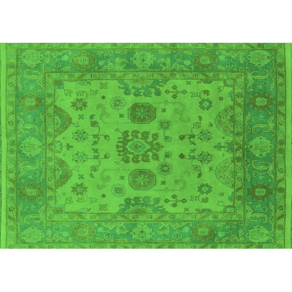 Ahgly Company Indoor Rectangle Oriental Green Industrial Area Rugs, 8' x 12'