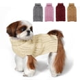 thumbnail image 1 of Jersey KYEESE para perros, cuello alto, tejido trenzado, para perros pequeños, color beige, 1 of 8