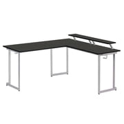 Techni Sport Warrior L-Shaped Gaming Desk with Headphone Holder and Shelving, Black