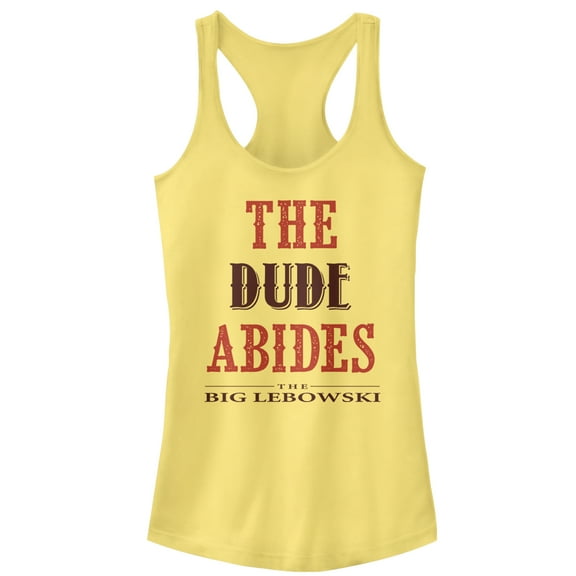 Junior's The Big Lebowski The Dude Abides  Racerback Tank Top Banana Medium