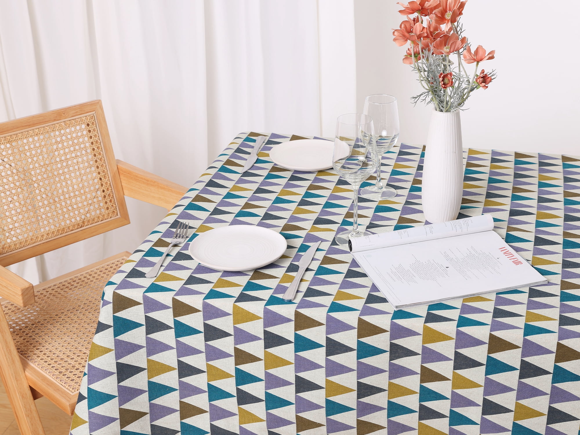 Unique Bargains Rectangle Wrinkle Resistant Washable Polyester Tablecloth Colorful 55x55 Inch