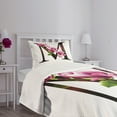 thumbnail image 4 of Ambesonne Letter M Quilted Bedspread Set 2 Pcs, M with Magnolia Floral, Twin Size, Pink Green Black, 4 of 5