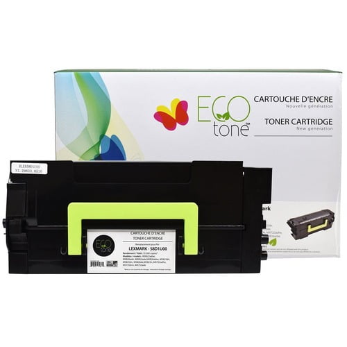 EcoTone Cartouche de Toner Remanufacturé, Alternative pour Lexmark, Noir, Laser, 55000 Pages, 1 Pack