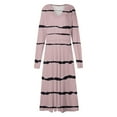thumbnail image 4 of Cavosen Women' S Flowy Maxi Dress Pink Long Sleeve Fashion Dress High Waist V-Neck Calf Length Long Dress Striped Casual Dress Flowy Party Dresses Vacation Fall Winter Clothes M, 4 of 5