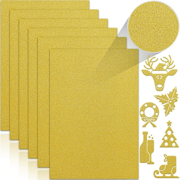 Premium Gold Glitter Paper 24 Sheets, A4 Heavyweight Sparkly Cardstock for Scrapbook, Handmade Cards, Gift Box Decor, Party Supplies, 250GSM, Gold