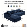 thumbnail image 2 of Aukfa 96" Cloud Sectional Sofa Deep Seat Boneless Couch Modular L-Shaped Couch, Left Chaise Corduroy Sofa for Living Room, Blue, 2 of 8