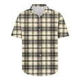 thumbnail image 4 of Mens Short Sleeve Button Down Shirts 2025 Summer Plaid Print Lapel Beach Shirts for Men Fashion Lightweight Casual Work Shirts, 4 of 5