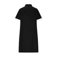 thumbnail image 5 of Summer Dresses for Women 2025, Women's Solid Color With Pockets Button Splicing Stand-up Collar Caregiver Dress Nurse Dress Work Midi Dress(Black,L), 5 of 6