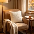 thumbnail image 2 of Leutsin Ivory Needlepoint Pumpkin Cotton Decorative Pillow, 18 x 18 Inch Beige Linen Texture Cushion with Raised Pumpkin Embroidery, Vintage Neutral Pumpkin Throw Pillow for Farmhouse Sofa Decor, 2 of 6
