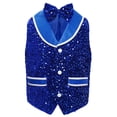 thumbnail image 2 of Kaerm Boys Girls Sequined Waistcoat Jazz Hip Hop Performance Dance Crop Tops Disco Party Vests Jacket Blue 12, 2 of 7