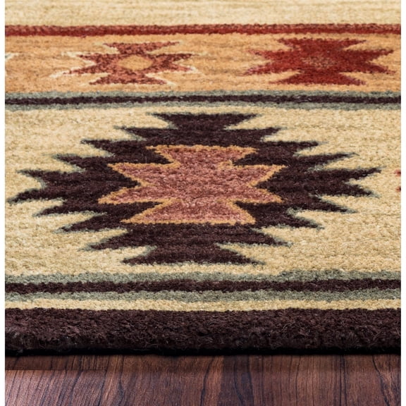 Alora Decor Ryder 2'6" x 10' Tribal Khaki/Brown/Burgundy/Sage Hand-Tufted Rug