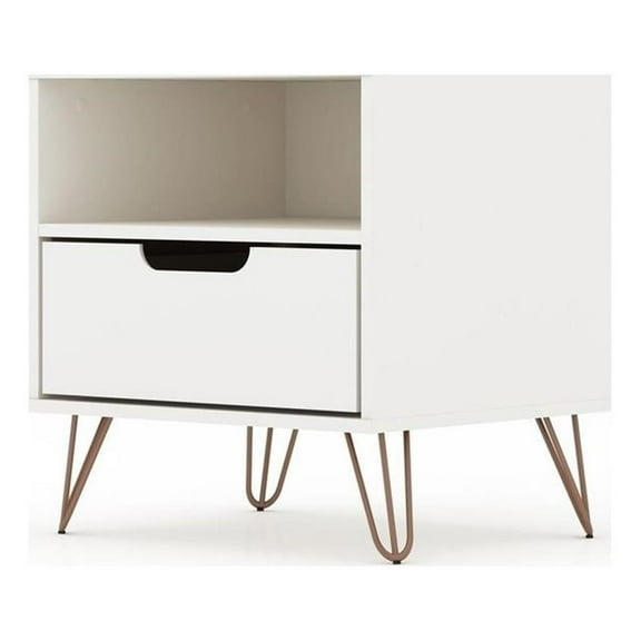 Pemberly Row 1-Drawer Transitional Engineered Wood Nightstand in White
